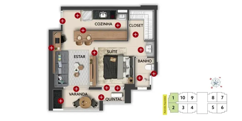 Apartamento, 1 quarto, 46 m² - Foto 1