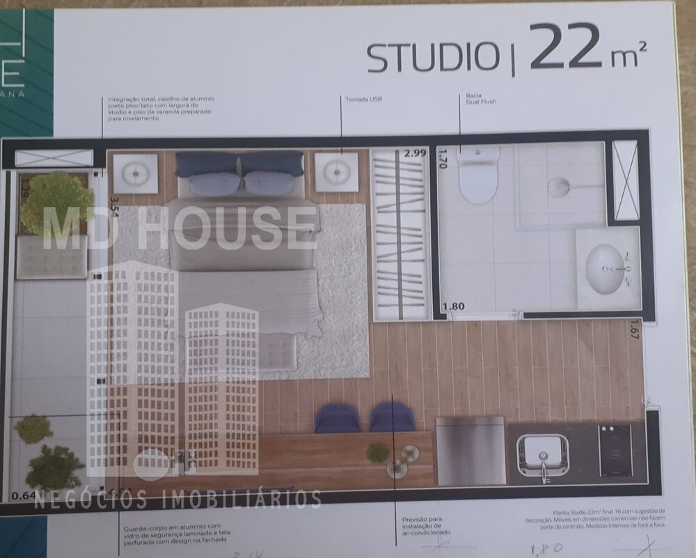 Apartamento, 1 quarto, 22 m² - Foto 1