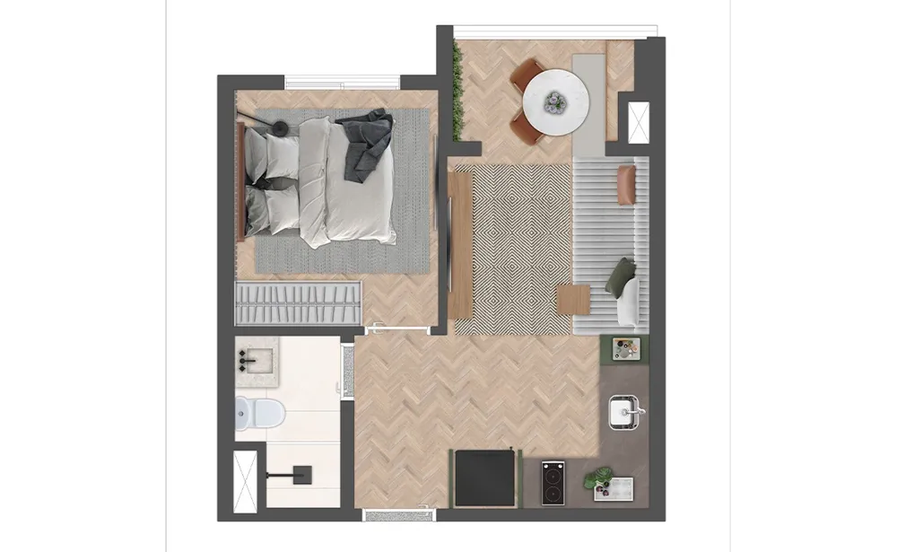 Apartamento, 1 quarto, 28 m² - Foto 2