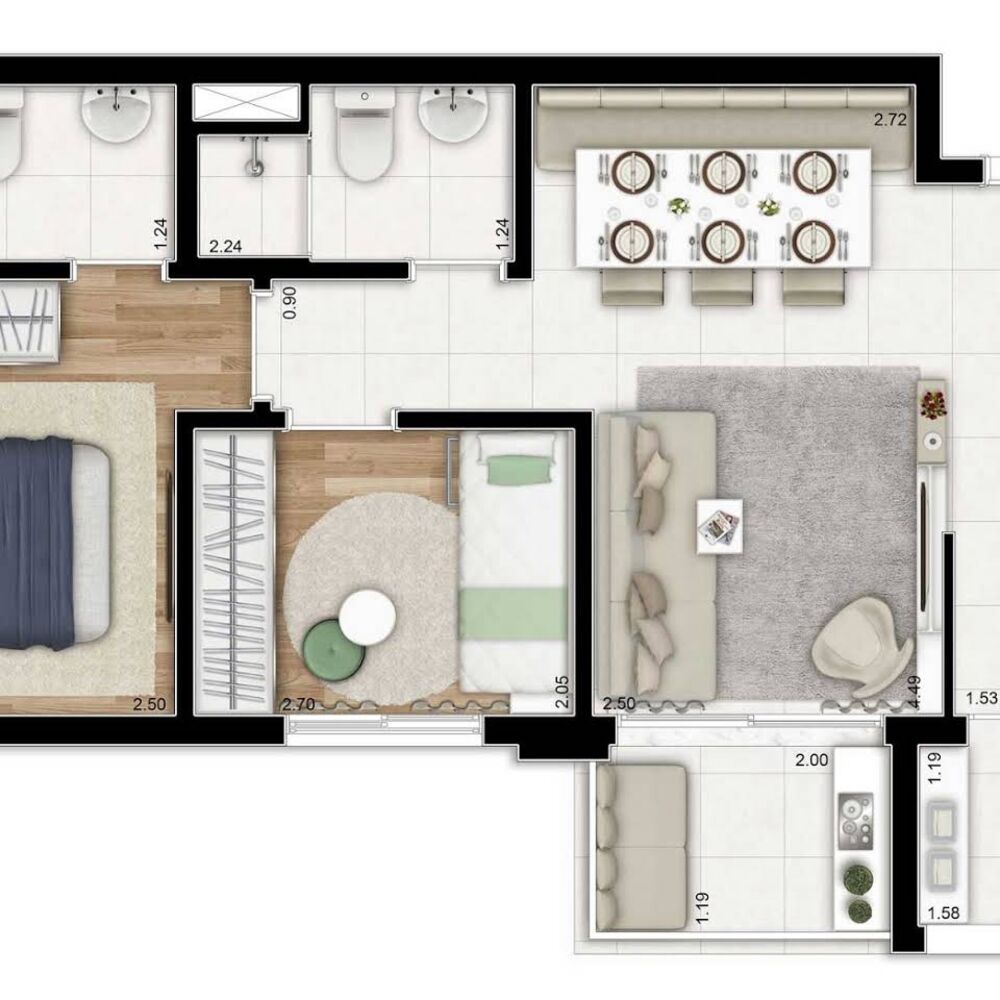 Apartamento, 2 quartos, 51 m² - Foto 2