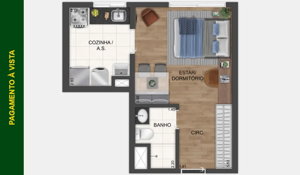 Apartamento, 1 quarto, 30 m² - Foto 1