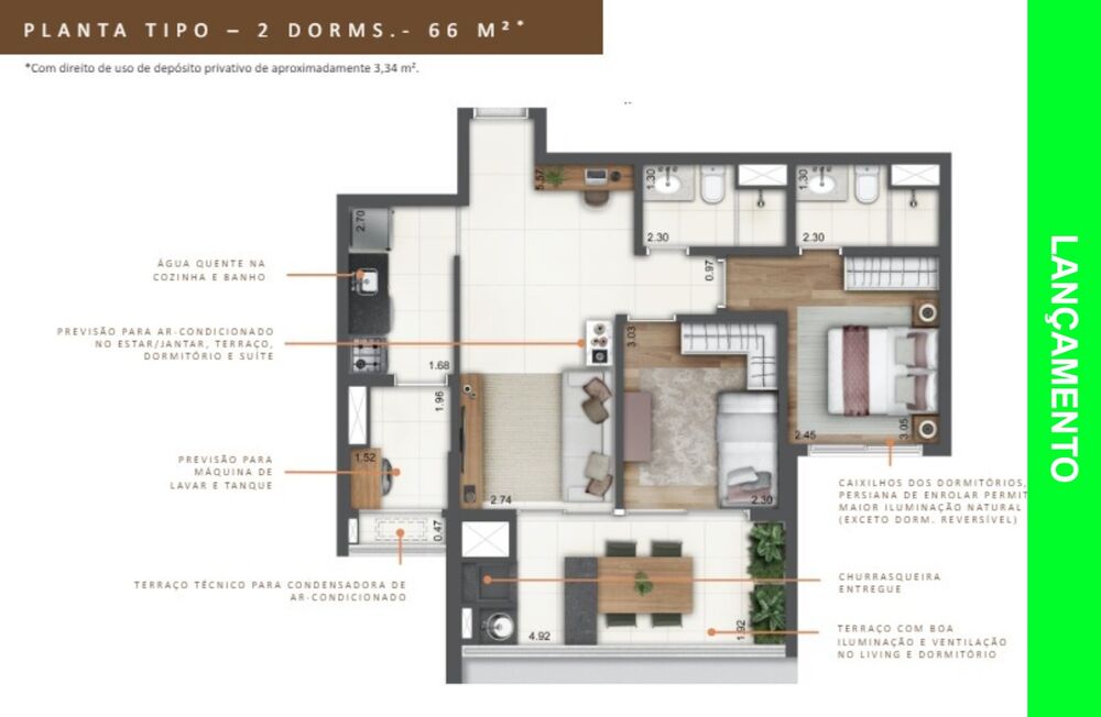 Apartamento, 2 quartos, 66 m² - Foto 1