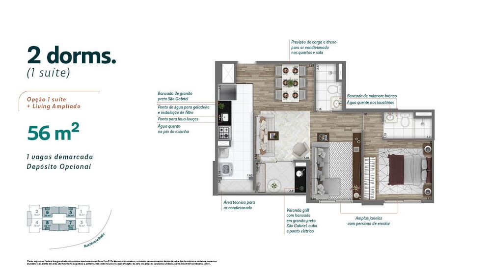 Apartamento, 2 quartos, 56 m² - Foto 4