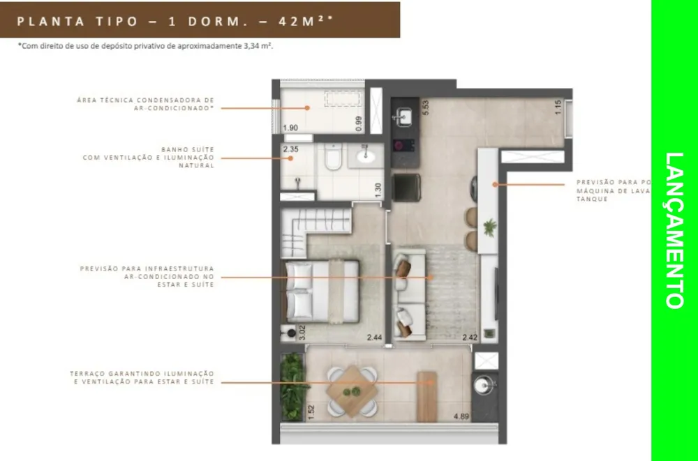 Apartamento, 1 quarto, 42 m² - Foto 1