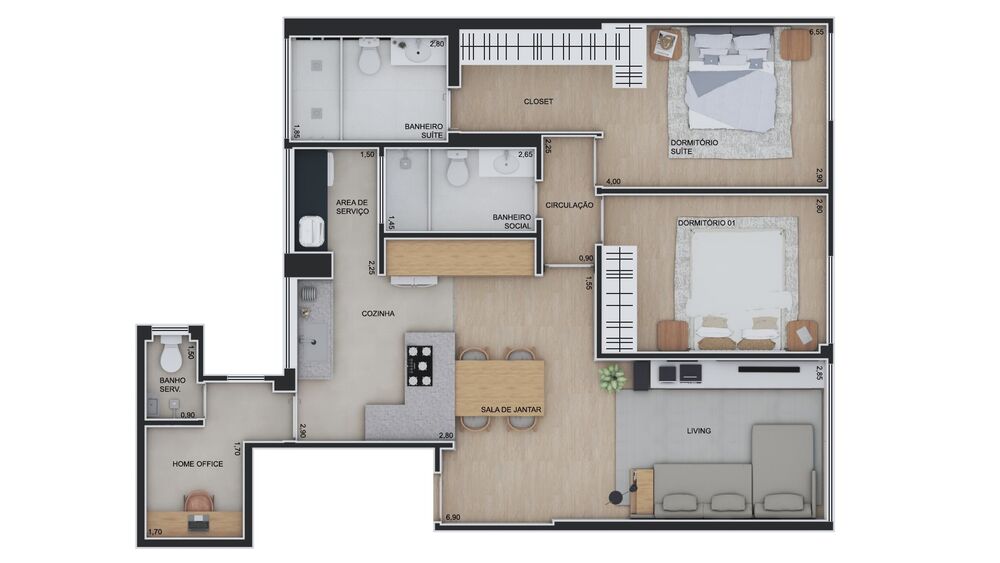 Apartamento, 2 quartos, 91 m² - Foto 3