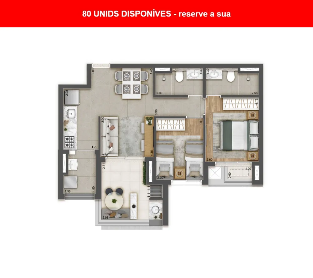 Apartamento, 2 quartos, 64 m² - Foto 2