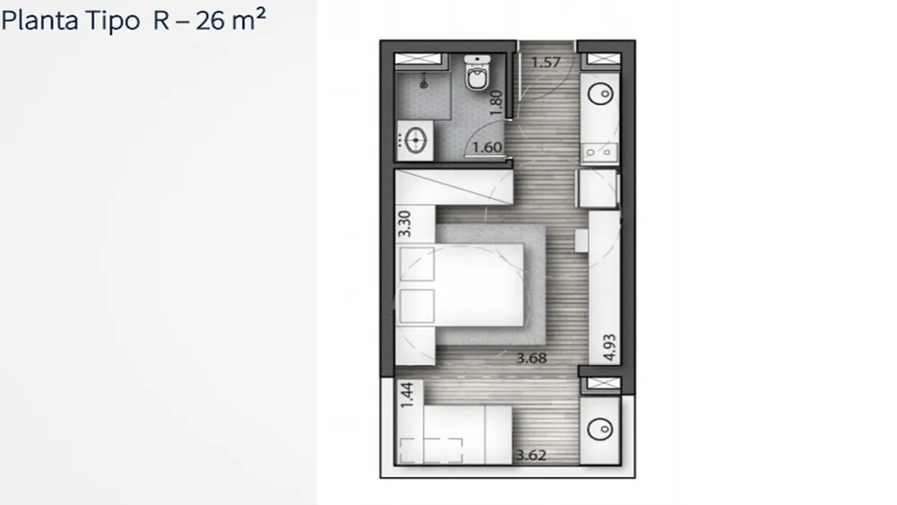 Apartamento, 1 quarto, 26 m² - Foto 1