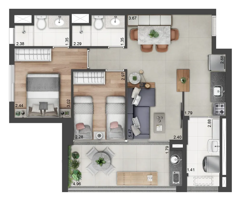 Apartamento, 2 quartos, 67 m² - Foto 3