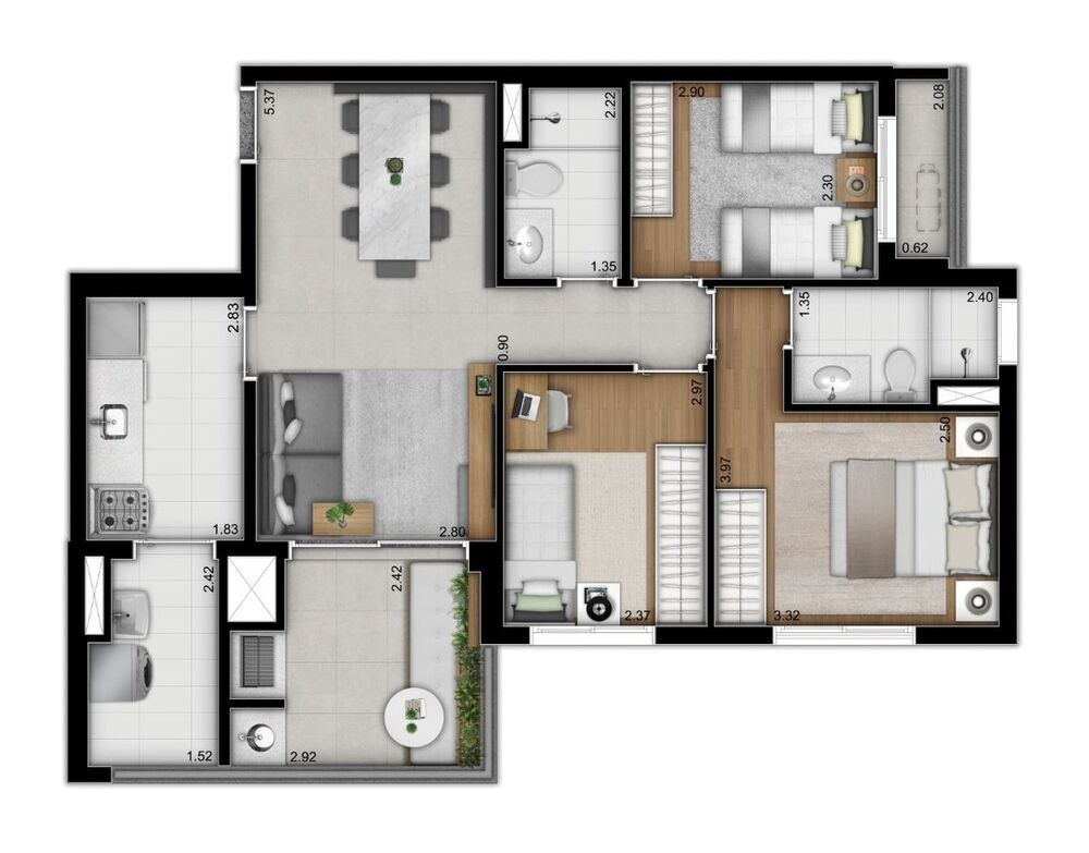 Apartamento à venda com 3 quartos, 101m² - Foto 3