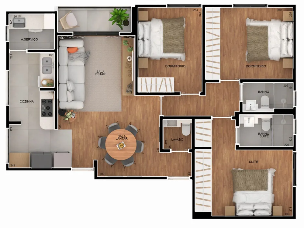 Apartamento, 3 quartos, 92 m² - Foto 1