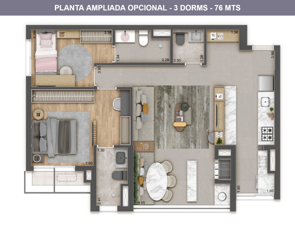 Apartamento, 3 quartos, 76 m² - Foto 3