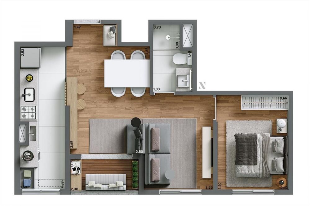 Apartamento, 2 quartos, 46 m² - Foto 1