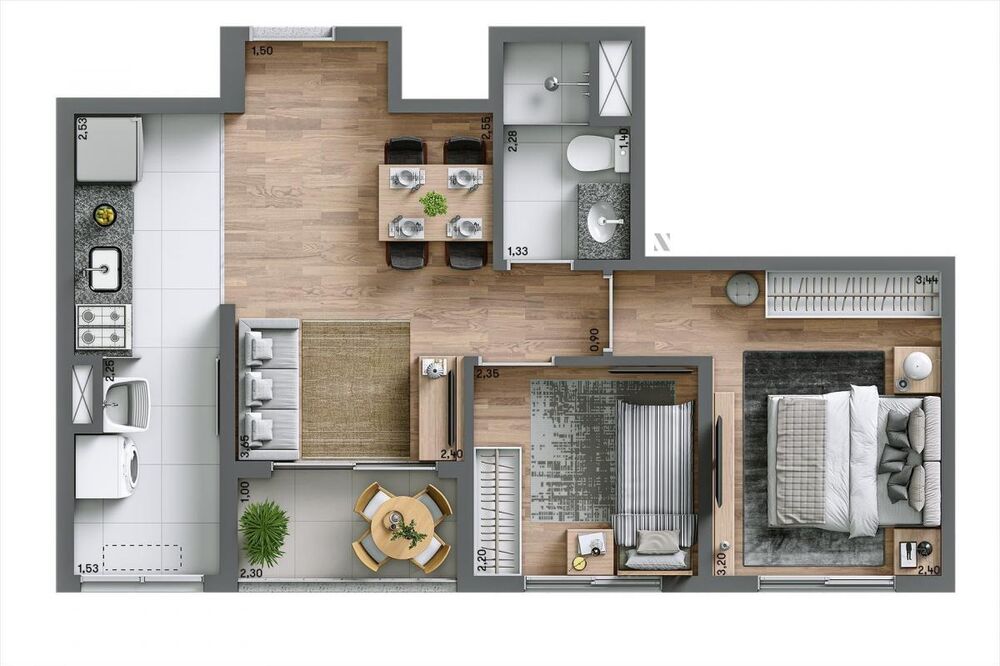 Apartamento, 2 quartos, 46 m² - Foto 3
