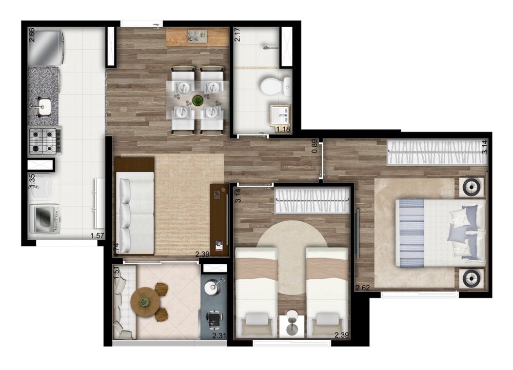 Apartamento, 2 quartos, 49 m² - Foto 2