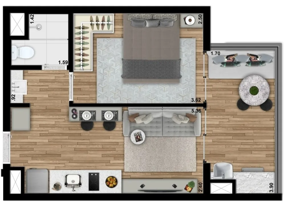 Apartamento, 1 quarto, 37 m² - Foto 3