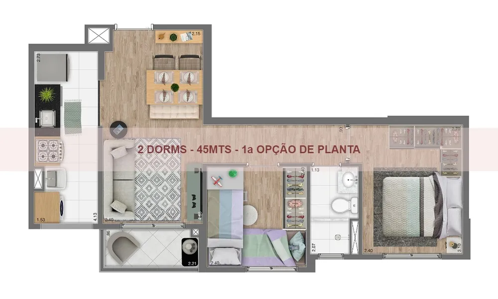 Apartamento, 2 quartos, 45 m² - Foto 1