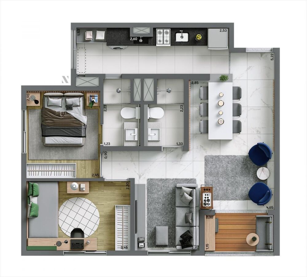Apartamento, 3 quartos, 61 m² - Foto 3