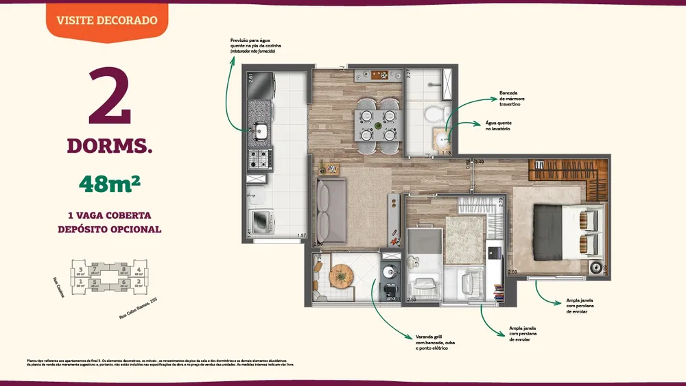 Apartamento, 2 quartos, 48 m² - Foto 1