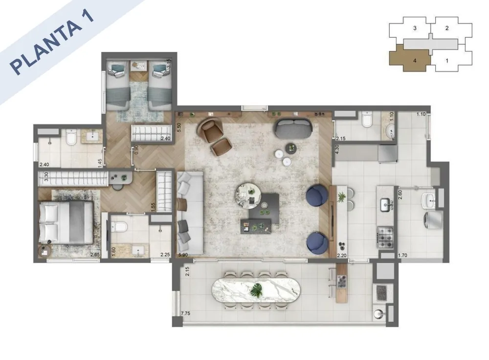 Apartamento, 3 quartos, 113 m² - Foto 1