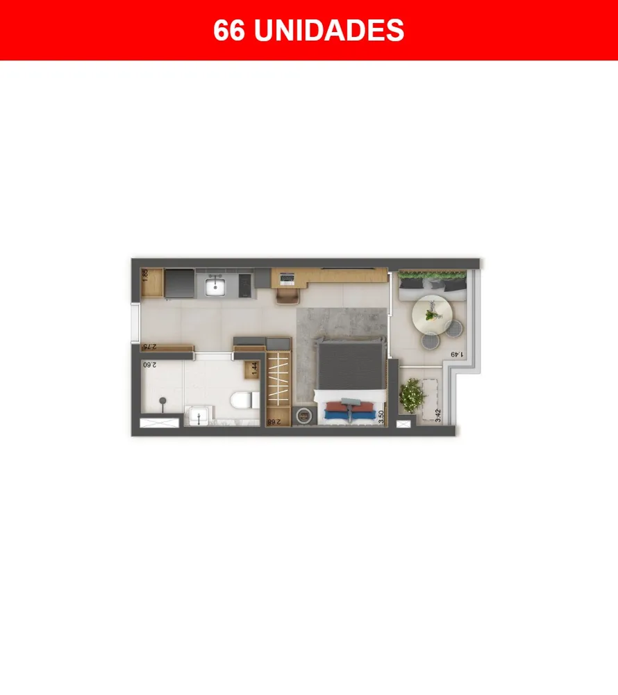 Apartamento, 1 quarto, 26 m² - Foto 3