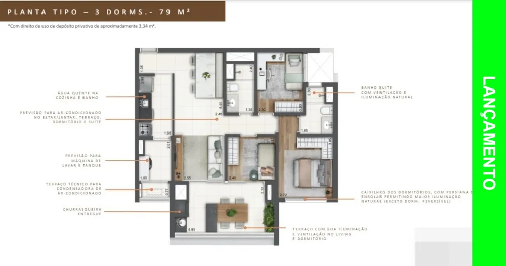 Apartamento, 3 quartos, 79 m² - Foto 1