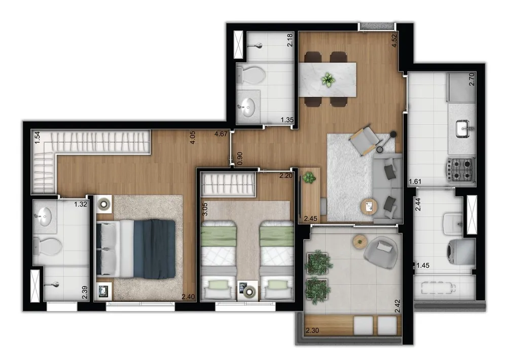 Apartamento, 2 quartos, 63 m² - Foto 1