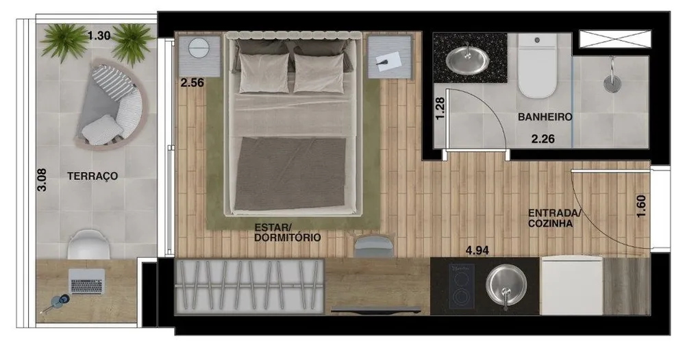 Apartamento, 1 quarto, 25 m² - Foto 3