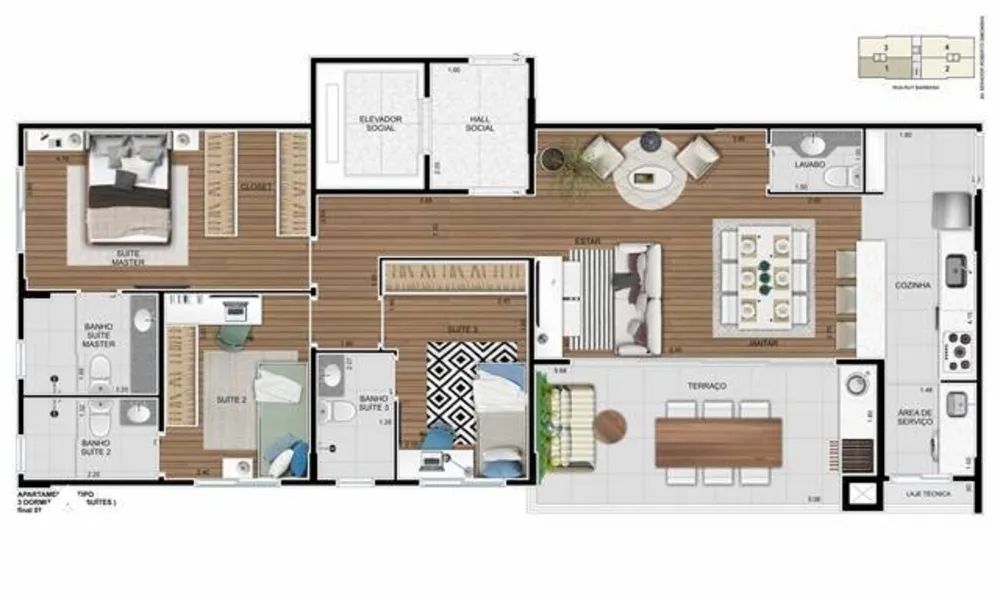 Apartamento, 3 quartos, 97 m² - Foto 1