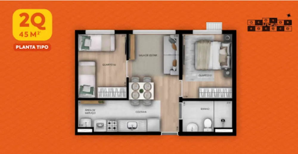 Apartamento, 2 quartos, 45 m² - Foto 18