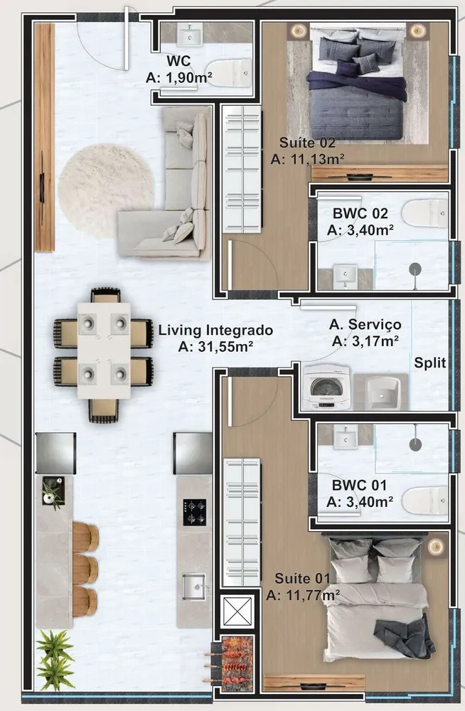 Apartamento, 2 quartos, 80 m² - Foto 3