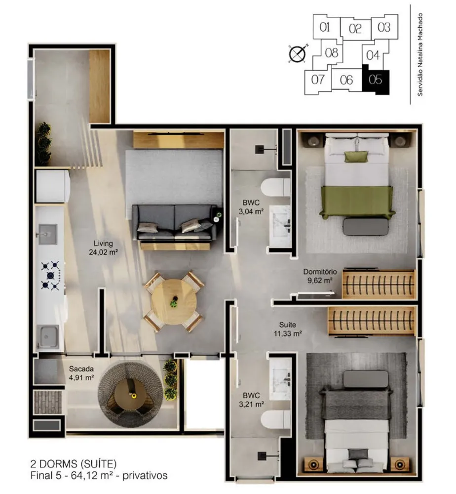 Apartamento, 2 quartos, 63 m² - Foto 1