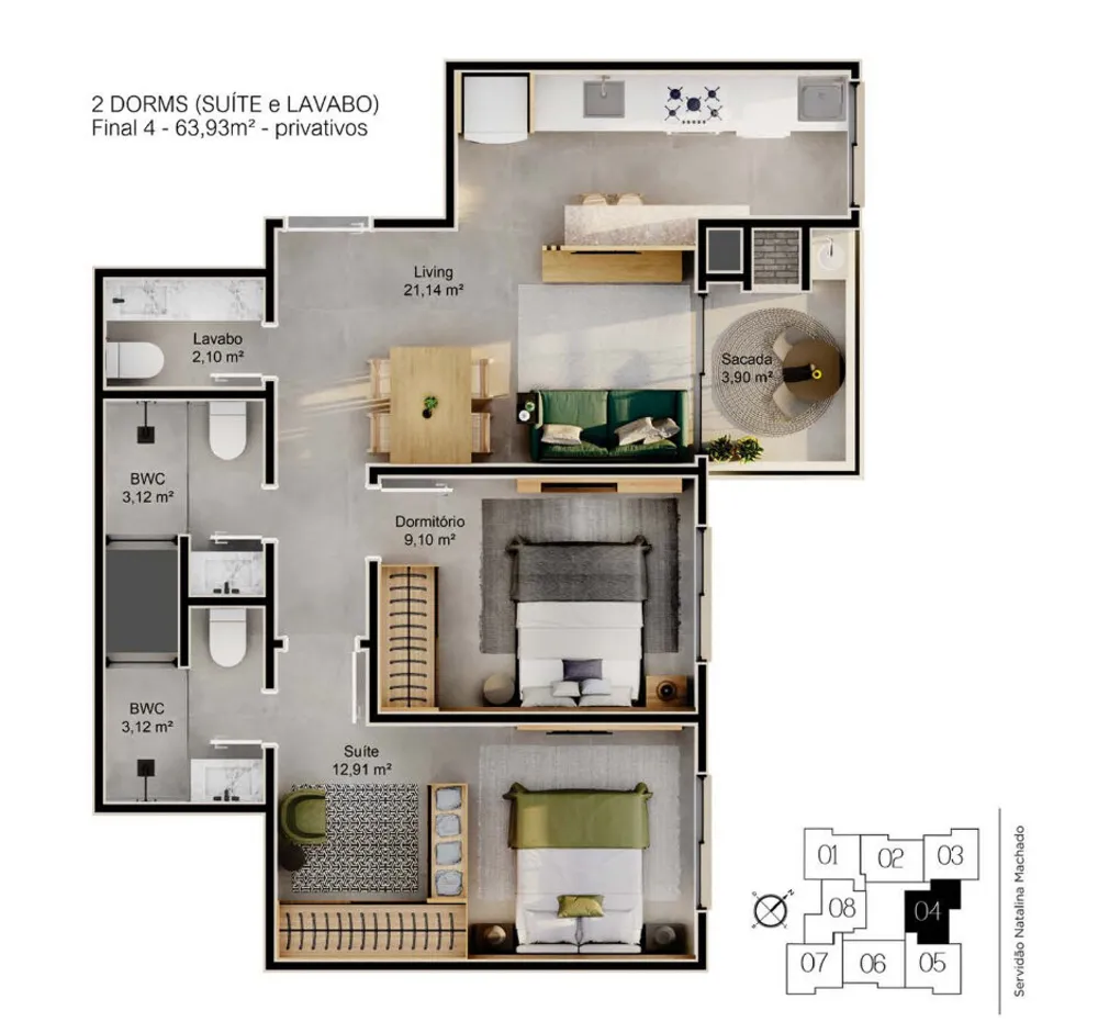 Apartamento, 2 quartos, 63 m² - Foto 9