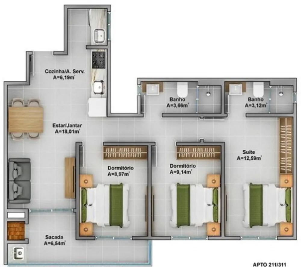 Apartamento, 78 m² - Foto 2