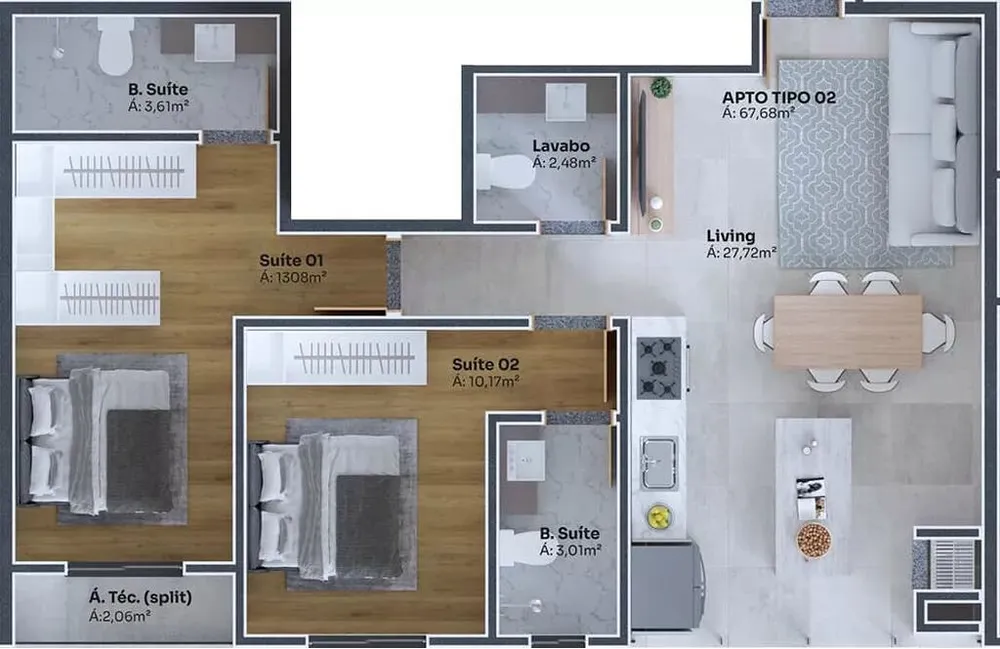 Apartamento, 3 quartos, 68 m² - Foto 8