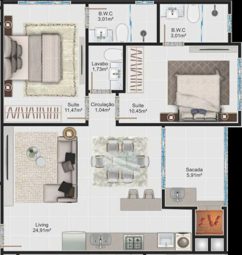 Apartamento, 2 quartos, 68 m² - Foto 2