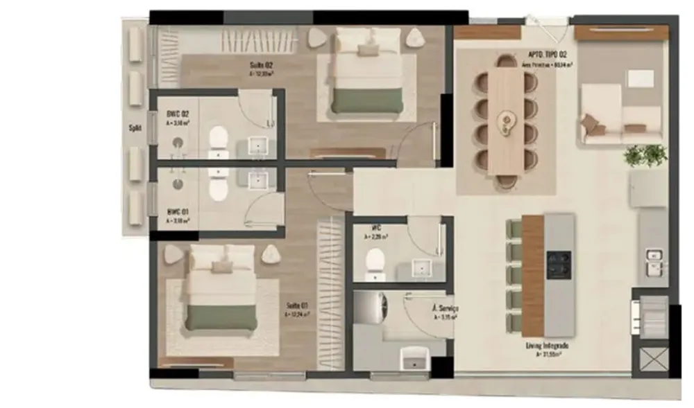 Apartamento, 3 quartos, 100 m² - Foto 6