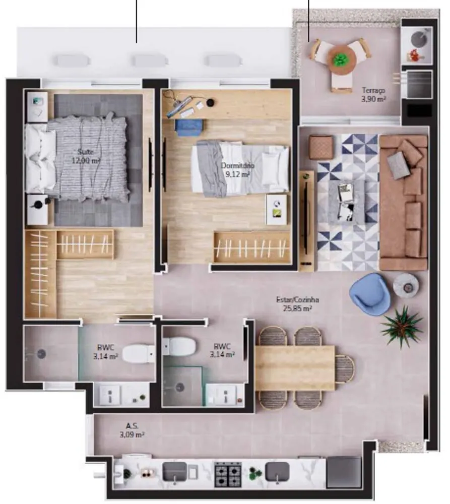 Apartamento, 2 quartos, 66 m² - Foto 1