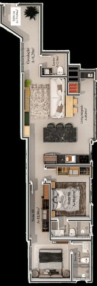 Apartamento, 2 quartos, 77 m² - Foto 3