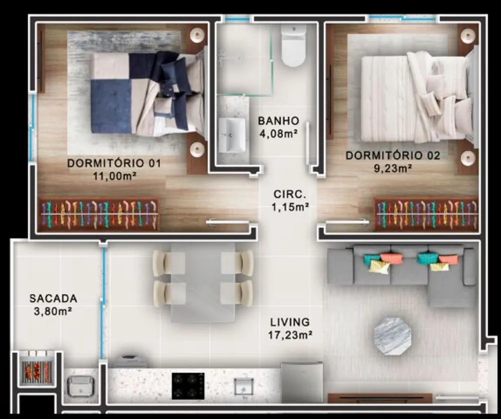 Apartamento, 2 quartos, 57 m² - Foto 8