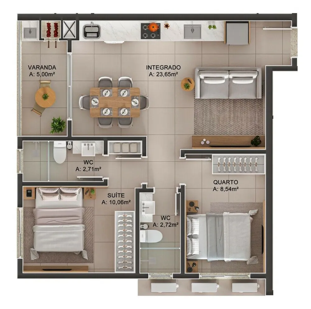 Apartamento, 1 quarto, 60 m² - Foto 3