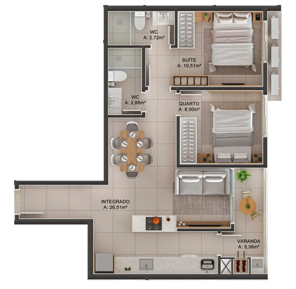 Apartamento, 1 quarto, 60 m² - Foto 5