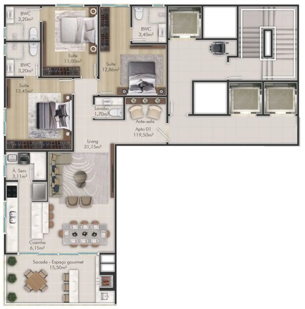Apartamento, 3 quartos, 119 m² - Foto 11