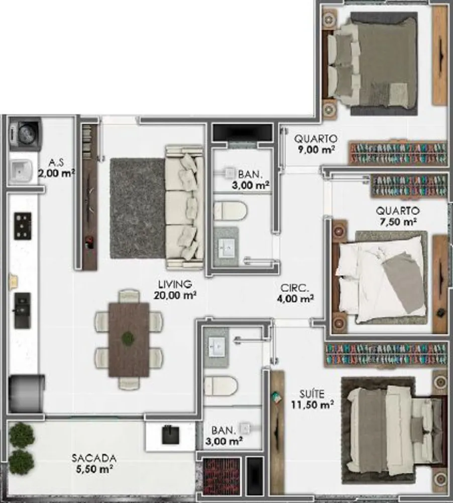 Apartamento, 3 quartos, 70 m² - Foto 5