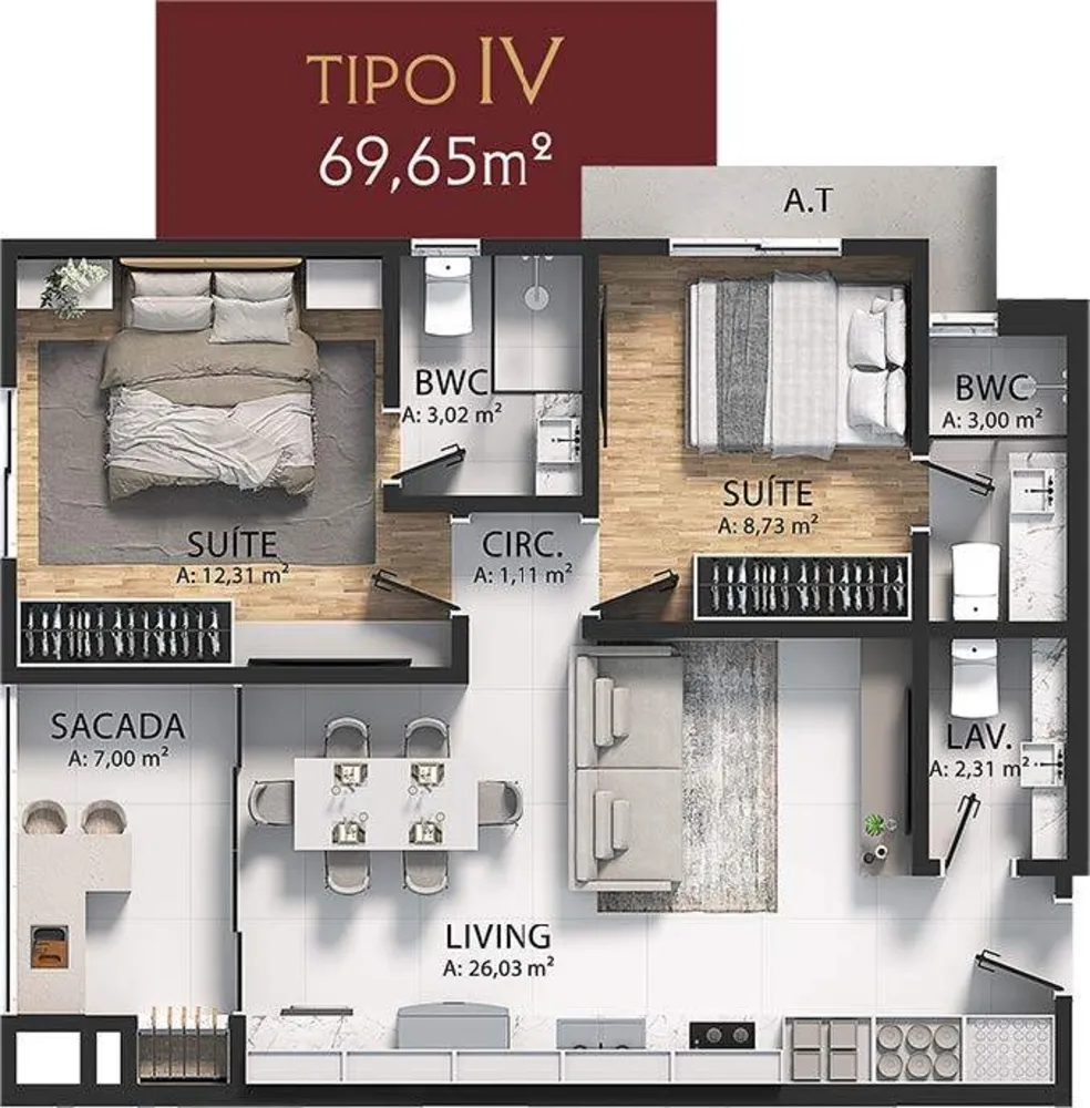 Apartamento, 69 m² - Foto 6