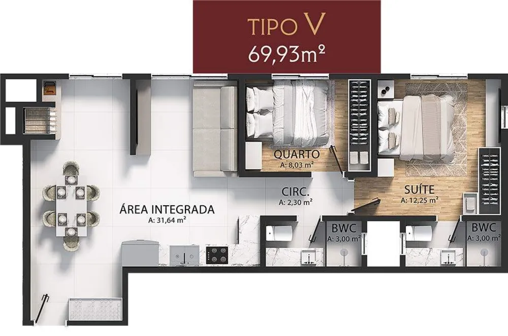 Apartamento, 69 m² - Foto 1