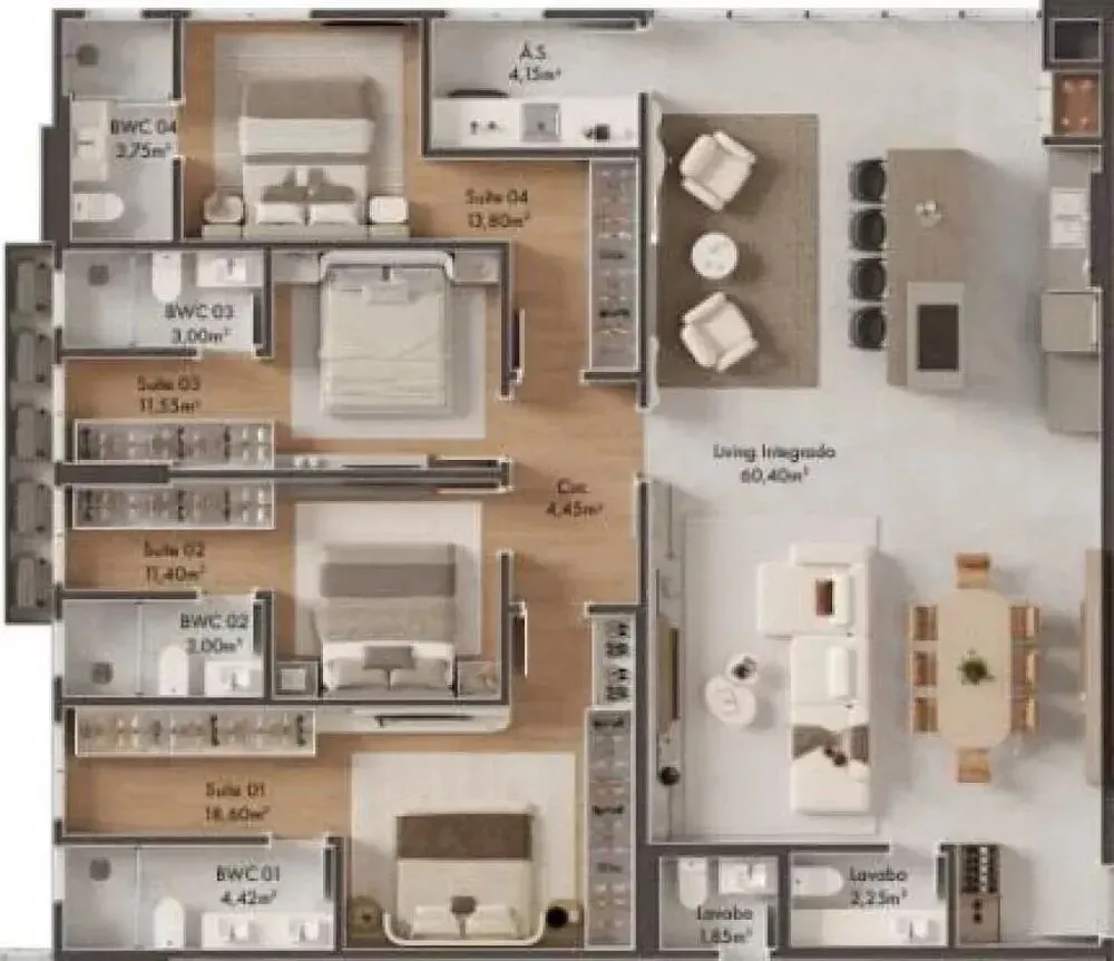 Apartamento, 4 quartos, 160 m² - Foto 2