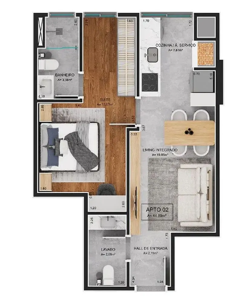 Apartamento, 2 quartos, 64 m² - Foto 2
