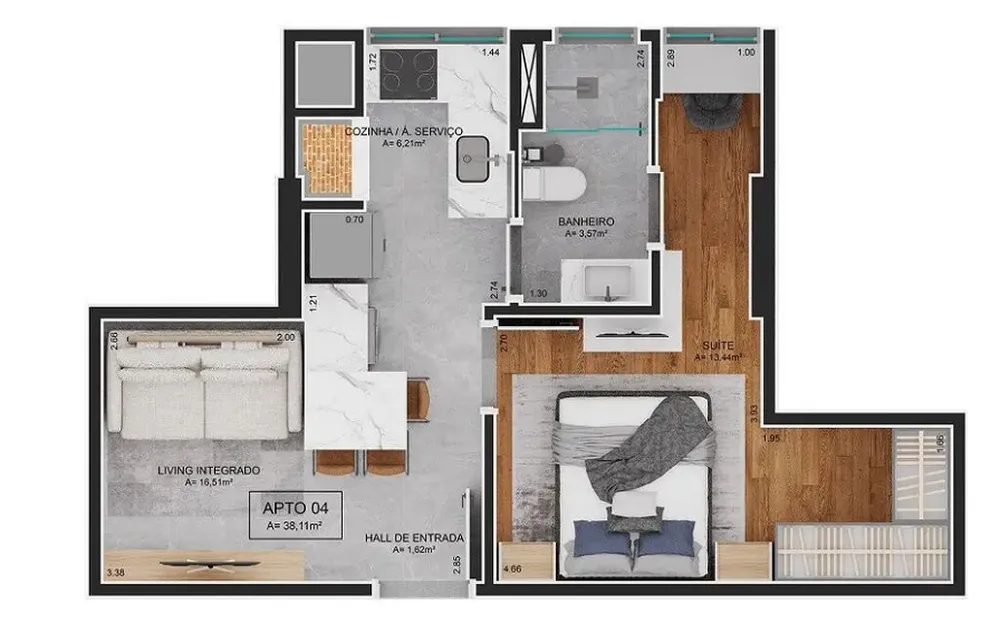 Apartamento, 2 quartos, 64 m² - Foto 1