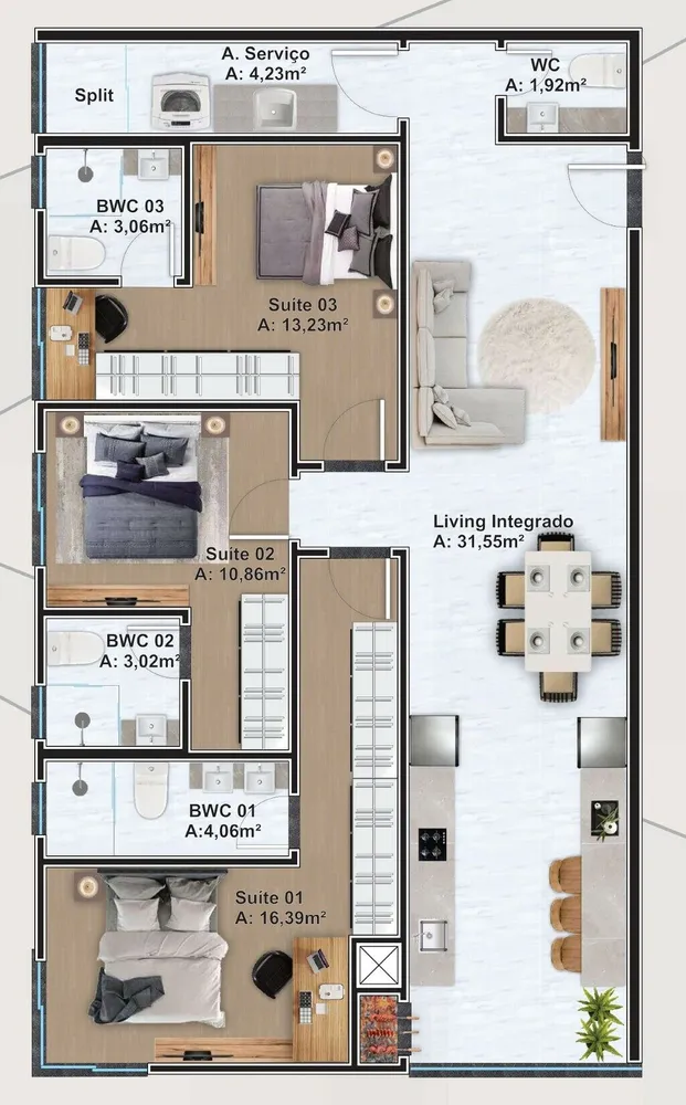 Apartamento, 3 quartos, 109 m² - Foto 1