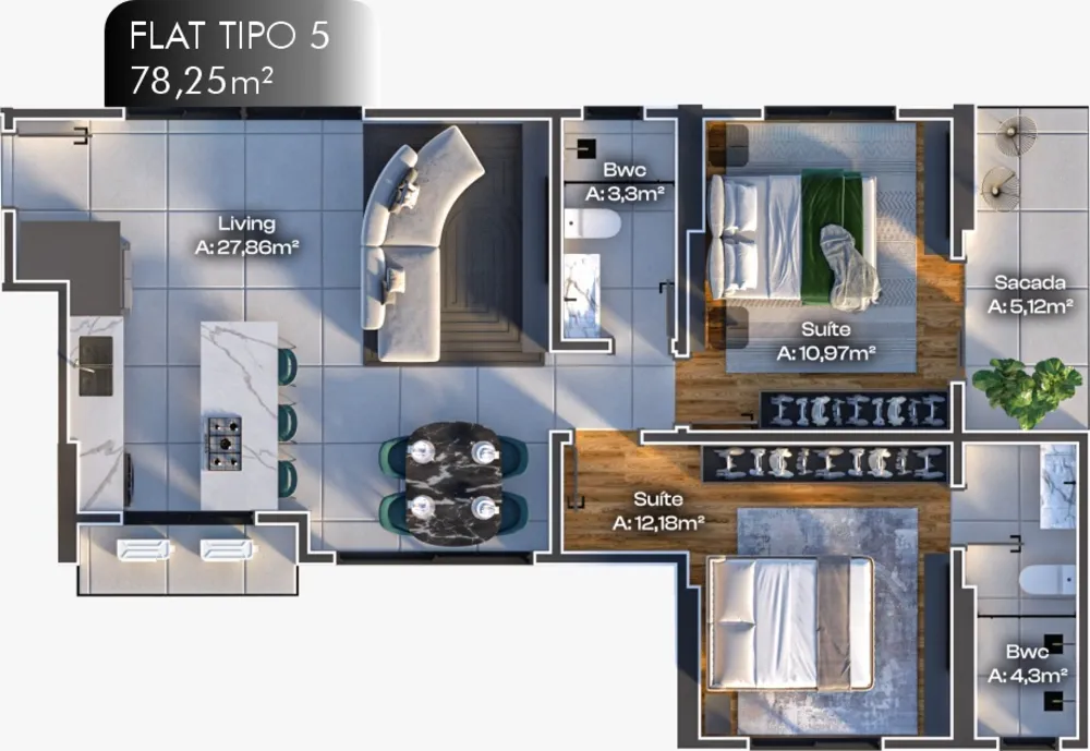 Apartamento, 2 quartos, 78 m² - Foto 1